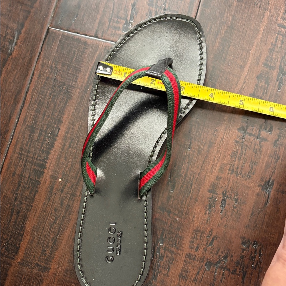 Gucci Black Flip Flops with Red and Green Straps - Picture 12 of 16